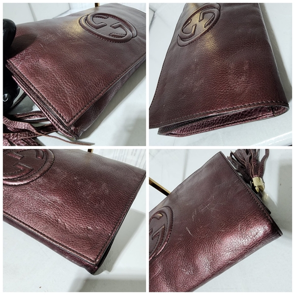 GUCCI Soft Patent Medium Soho Clutch/Wristlet Burgundy - Picture 9 of 12